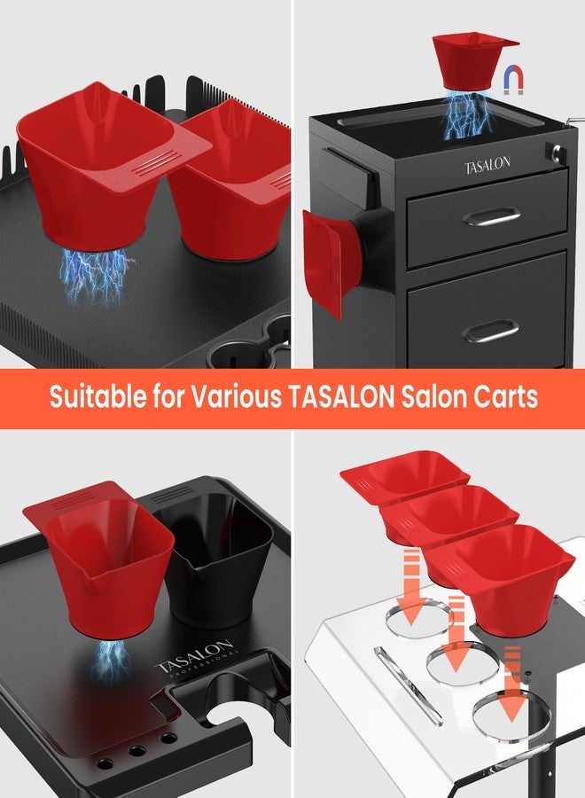 TASALON 2 Piece Magnetic Plastic Bowls Set for Hair Dye, Mixing Bowl for Hair Dye, Beauty Salon and Barber Station for Hairstylists, Red - Image 4